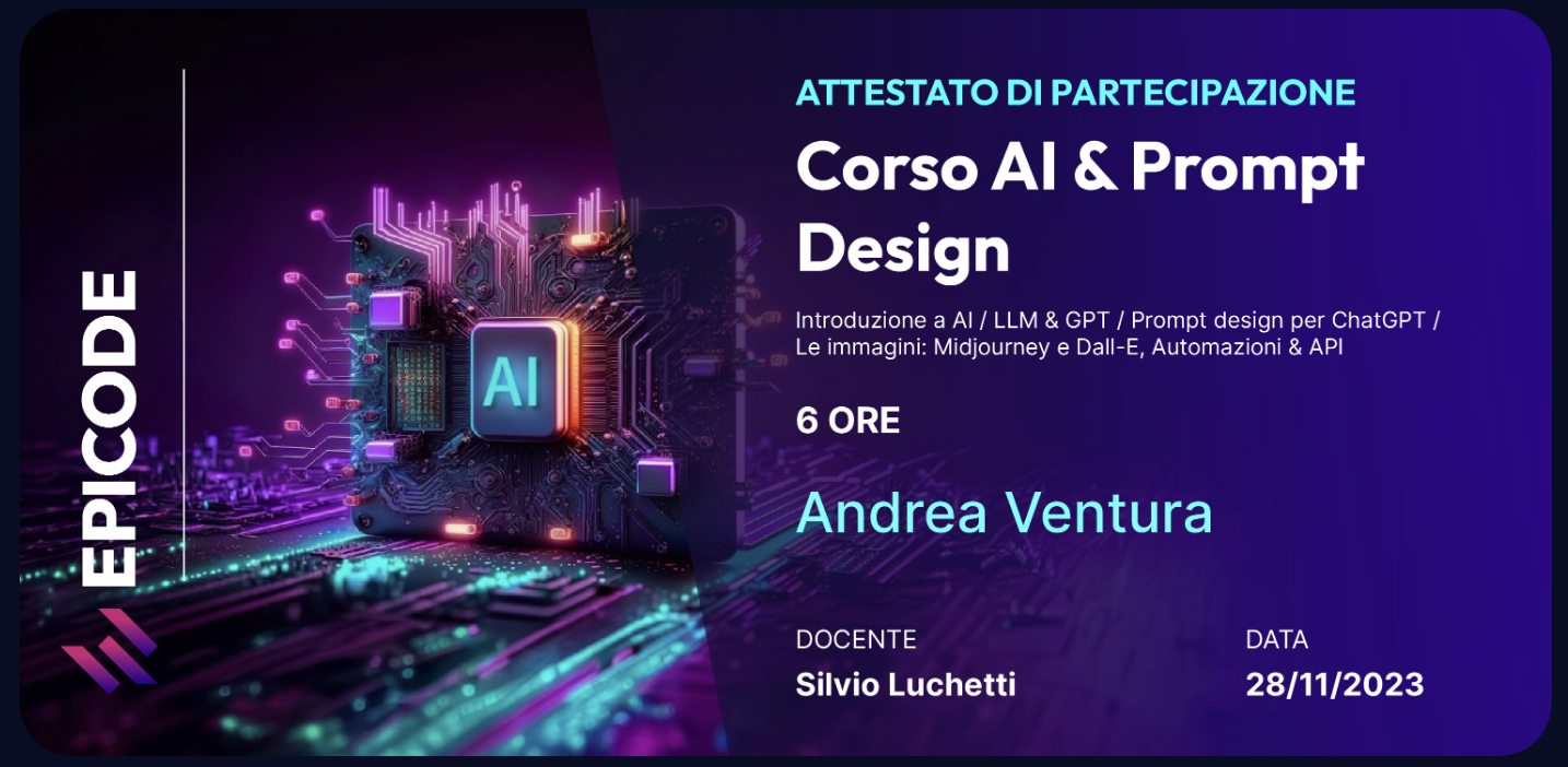 Certificato AI & Prompt Design Epicode